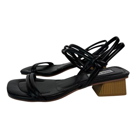 Steve Madden Ensure Hattie Slingback Sandal Sz 8 Black Square Toe Block Heel - Picture 14 of 16